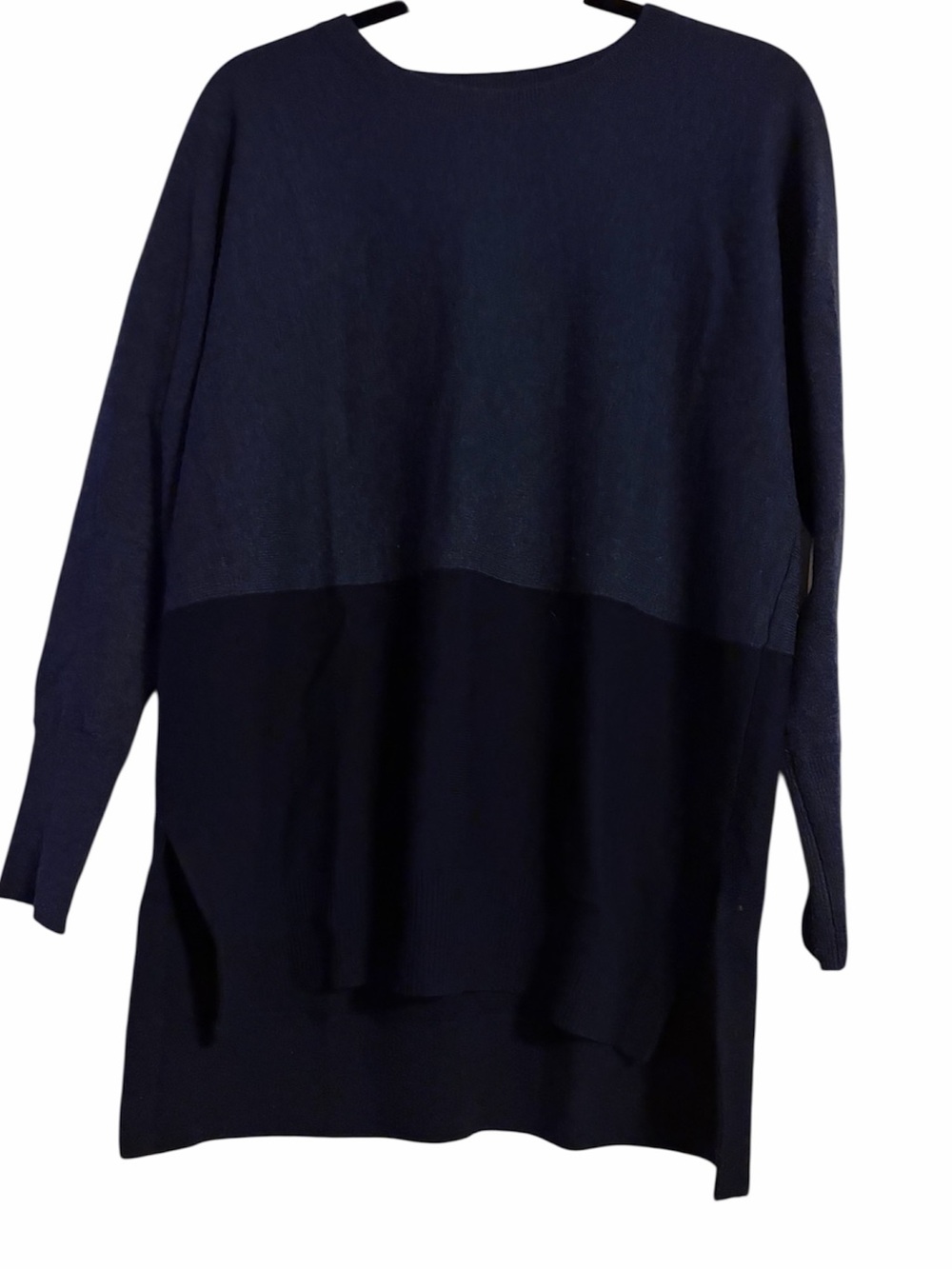 Athleta Stargazer Wool Cashmere Blend Colorblock Sweater Small Navy Tunic - Picture 2 of 9